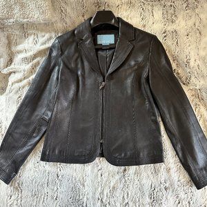 Nine West Genuine Leather Jacket - Size M - preowned, like new condition, Black